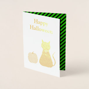 Niedliche Halloween Cat und Pumpkin Custom Folienkarte