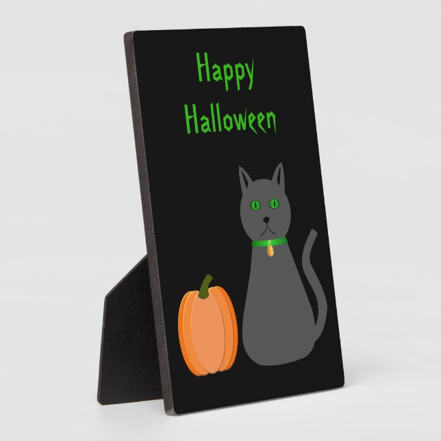 Niedliche Halloween Cat und Pumpkin Custom Fotoplatte (Seite)