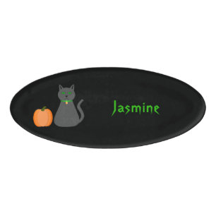 Niedliche Halloween Cat und Pumpkin Custom Namenschild