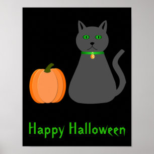 Niedliche Halloween Cat und Pumpkin Custom Poster