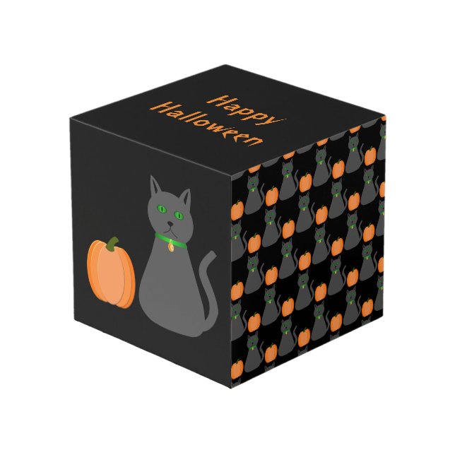 Niedliche Halloween Cat und Pumpkin Custom Würfel (Vorderseite Schrägansicht)