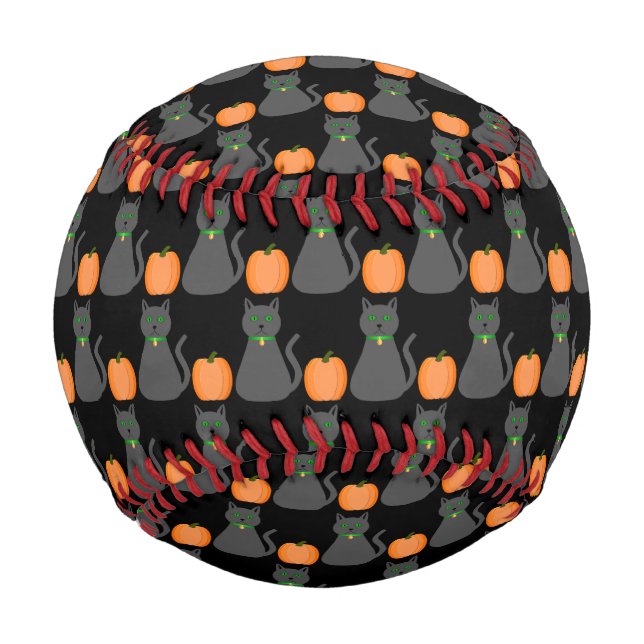 Niedliche Halloween Cat und Pumpkin Gemustert Baseball (Vorderseite)