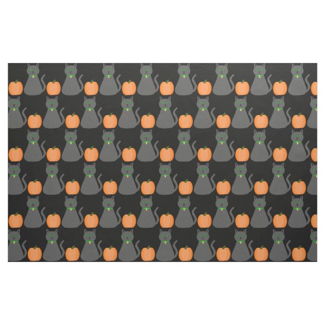 Niedliche Halloween Cat und Pumpkin Gemustert Stoff (Fat Quarter (45,7 x 55,9 cm))