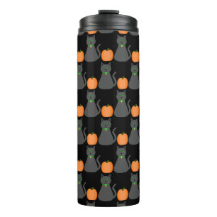 Niedliche Halloween Cat und Pumpkin Gemustert Thermosbecher