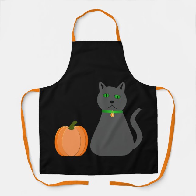 Niedliche Halloween Cat und Pumpkin Schürze (Vorderseite)