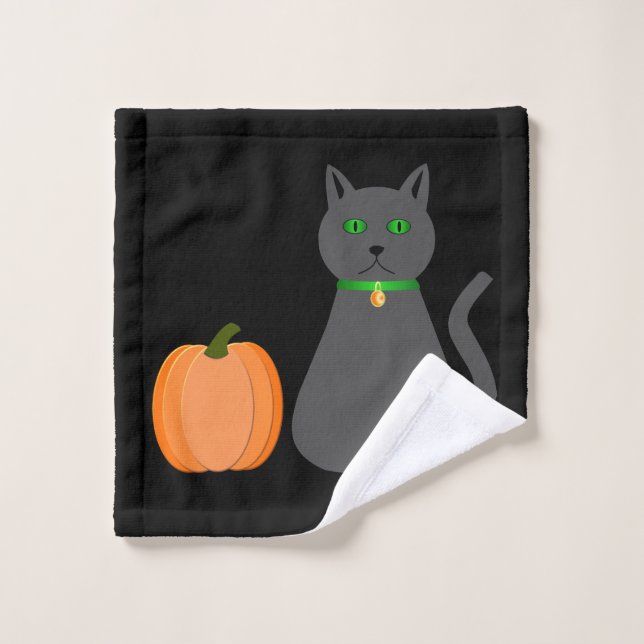 Niedliche Halloween Cat und Pumpkin Waschlappen (Waschlappen)