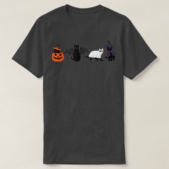 Niedliche Halloween Cats Pumpkin Dämon Geist Hexe  T-Shirt (Design vorne)