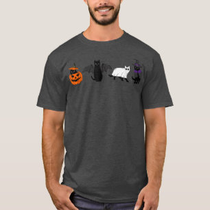 Niedliche Halloween Cats Pumpkin Dämon Geist Hexe T-Shirt