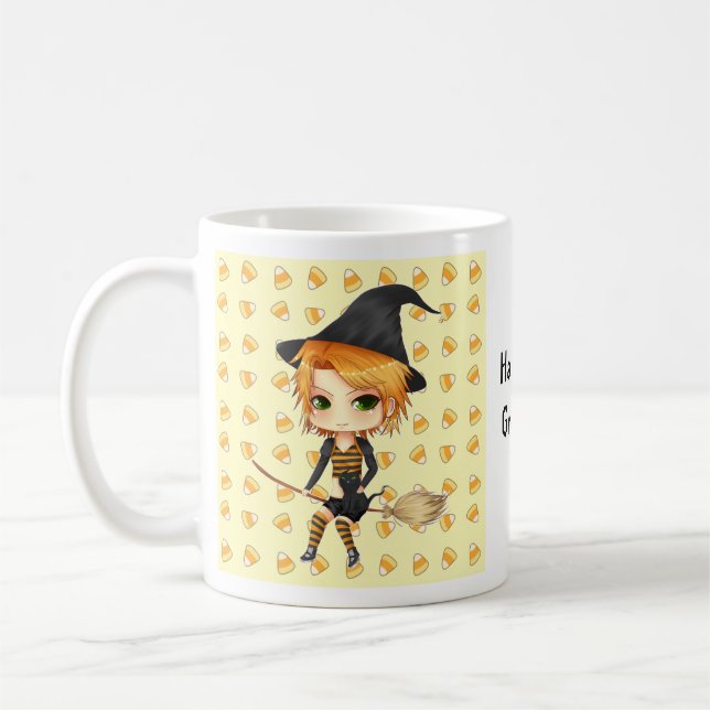 Niedliche Halloween chibi Hexe-Tasse Kaffeetasse (Links)