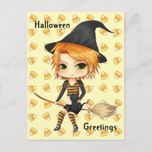 Niedliche Halloween-Chibi-Postkarte Postkarte