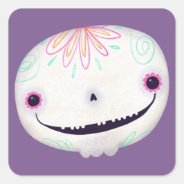 Niedliche Halloween Dekoration Spooky Sugar SKull Quadratischer Aufkleber