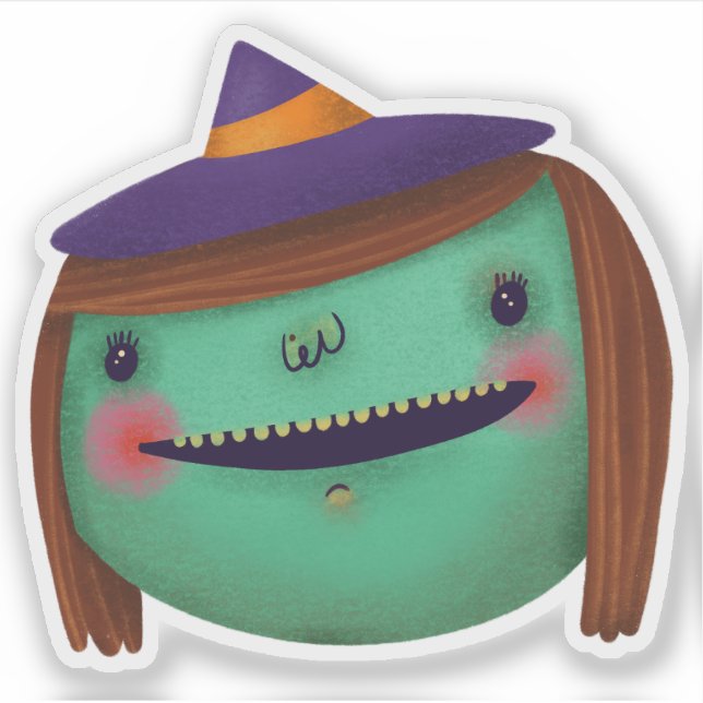 Niedliche Halloween-Dekorationshexe Aufkleber (Vorderseite)