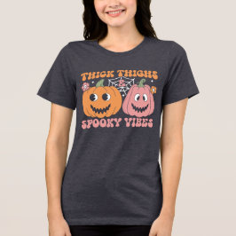 Niedliche Halloween dick Oberschenkel Spooky Vibes Tri-Blend Shirt