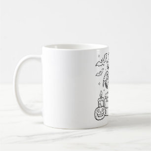 Niedliche Halloween Dragon Line Art Zeichnend Kaffeetasse
