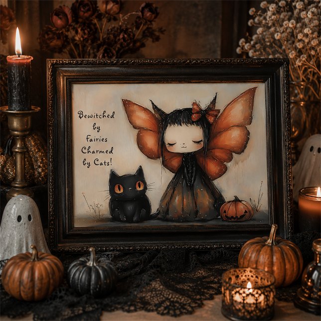 Niedliche Halloween Fairy mit Cat & Pumpkin Fantas Poster (Von Creator hochgeladen)