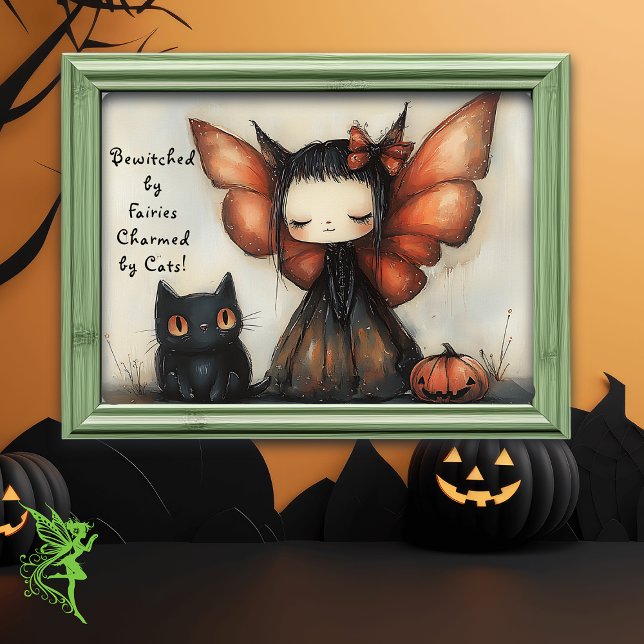 Niedliche Halloween Fairy mit Cat & Pumpkin Fantas Poster (Von Creator hochgeladen)