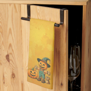 Niedliche Halloween/Fall-Kürbis Geschirrtuch