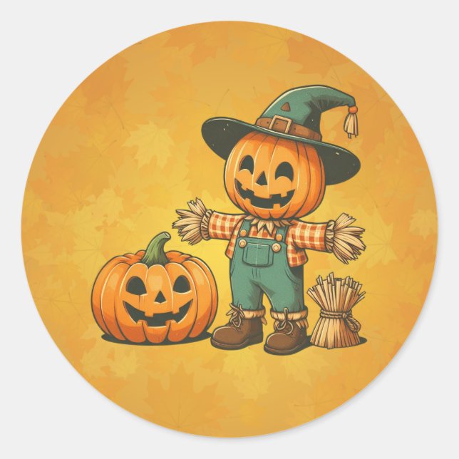 Niedliche Halloween/Fall-Kürbis Runder Aufkleber (Vorderseite)