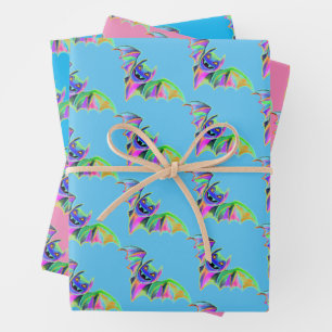 Niedliche Halloween-Faustmädchen neon-trendy Geschenkpapier Set