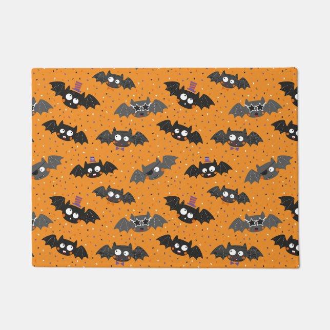 Niedliche Halloween-Fledermäuse mit Confetti und H Fußmatte (Vorderseite)
