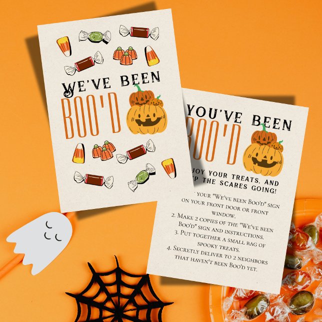 Niedliche Halloween Games Boo Neighbour Game Card Einladung (Bring the Halloween spirit to the neighborhood with this "We've been Boo'd" game sign)