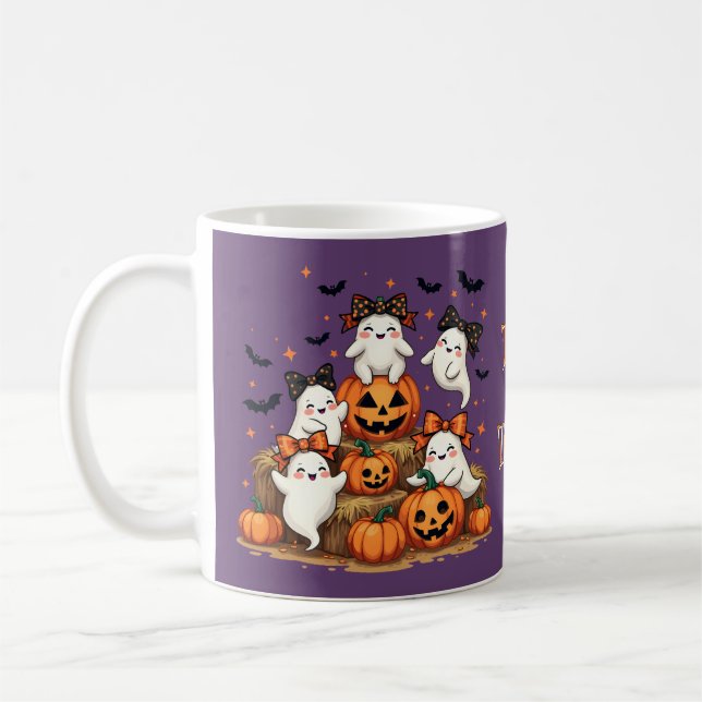 Niedliche Halloween-Geister in Coquette Bows & Pum Kaffeetasse (Links)