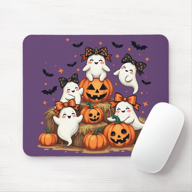 Niedliche Halloween-Geister in Coquette Bows & Pum Mousepad (Mit Mouse)