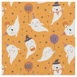 Niedliche Halloween-Geister mit Luftballons auf Or Stoff