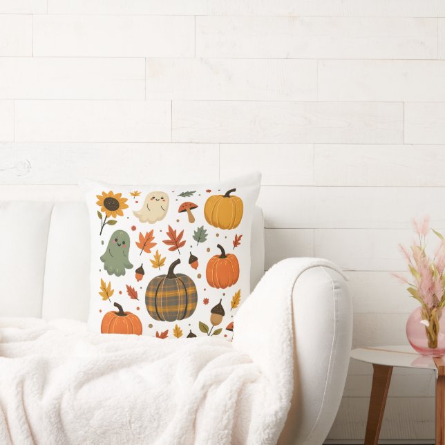 Niedliche Halloween-Geister mit Pumpkins und Herbs Kissen (Liege)