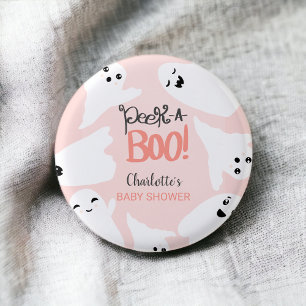 Niedliche Halloween-Geister Rosa-Babydusche Button