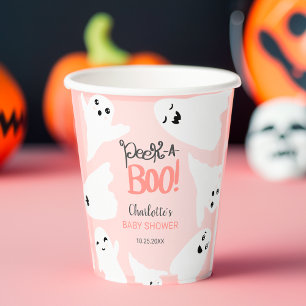 Niedliche Halloween-Geister Rosa-Babydusche Pappbecher