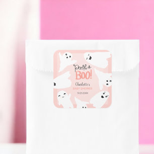 Niedliche Halloween-Geister Rosa-Babydusche Quadratischer Aufkleber