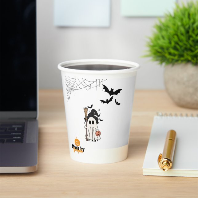 Niedliche Halloween-Geisterhaube mit Broom und Pum Pappbecher (InSitu)