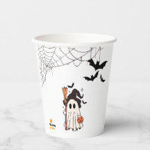 Niedliche Halloween-Geisterhaube mit Broom und Pum