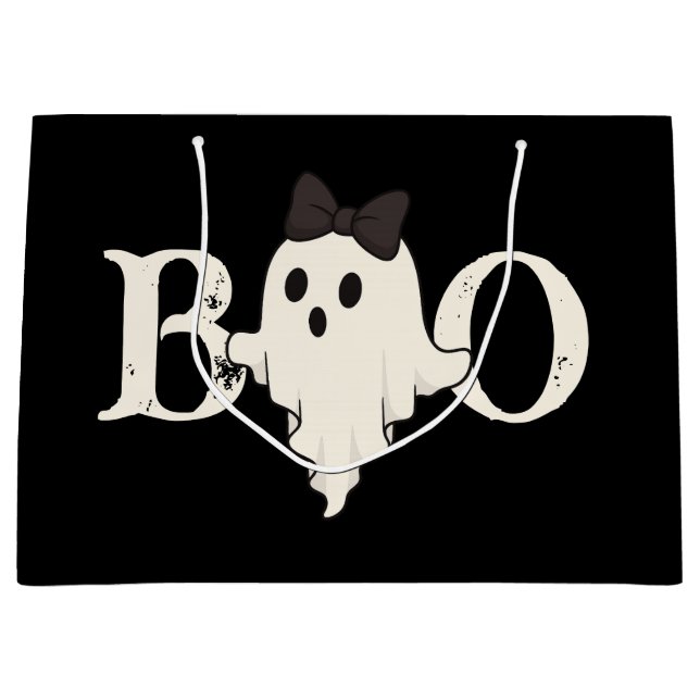 Niedliche Halloween-Geschenktasche - "Boo"-Geist m Große Geschenktüte (Vorderseite)