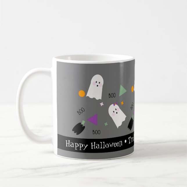 Niedliche Halloween Ghost farbenfrohe Confetti Mix Kaffeetasse (Links)