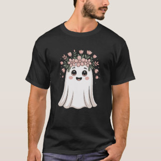 Niedliche Halloween Ghost Floral Girls T - Shirt -