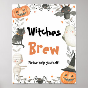 Niedliche Halloween Ghost Hexen Brew Drinks signie Poster