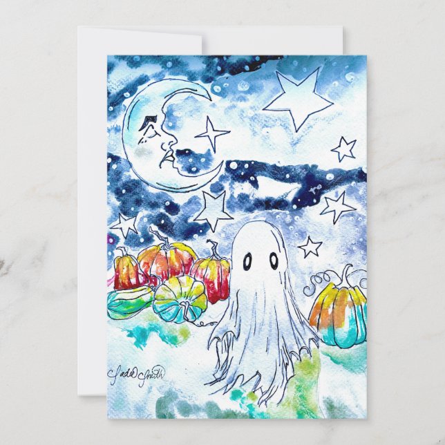 Niedliche Halloween-Ghost-Karte Feiertagskarte (Vorderseite)