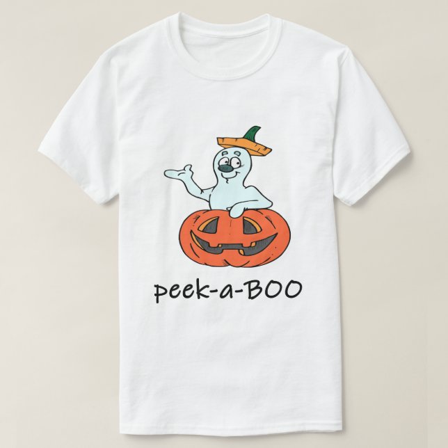 Niedliche Halloween Ghost Kürbislaterne Flüchtige  T-Shirt (Design vorne)
