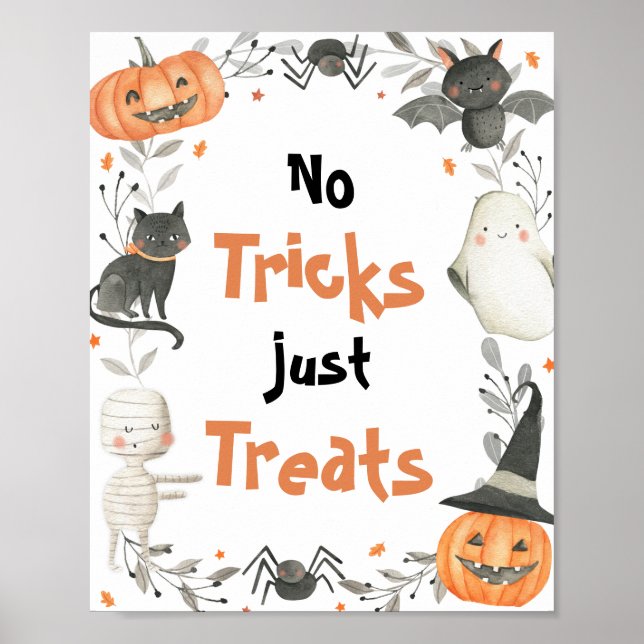 Niedliche Halloween Ghost No Tricks Nur Leckereien Poster (Vorne)