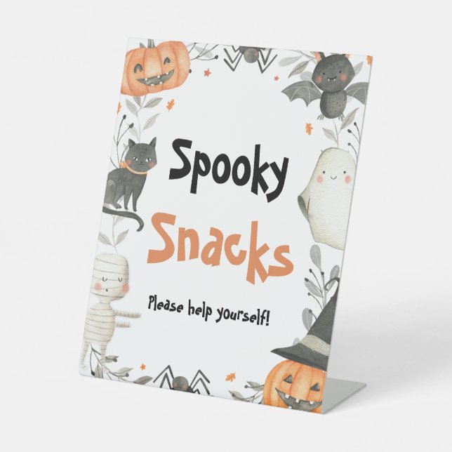 Niedliche Halloween Ghost Pumpkin Spookke Snacks Z Sockelschild (Vorderseite)