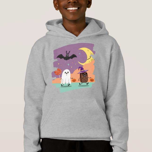 Niedliche Halloween Ghost und Candy Friends Hoodie (Vorderseite)