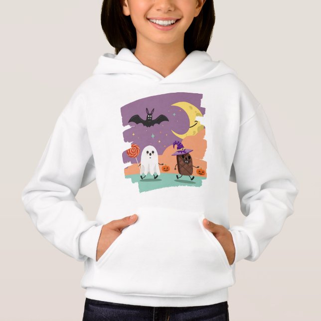 Niedliche Halloween Ghost und Candy Friends Hoodie (Vorderseite)