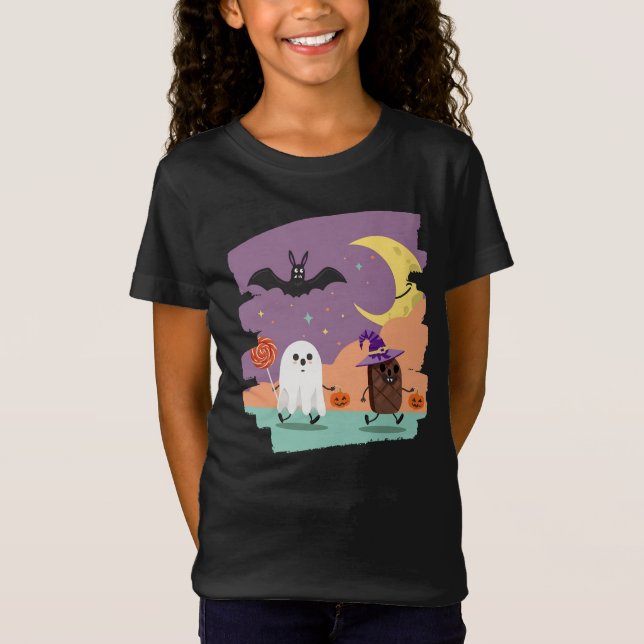 Niedliche Halloween Ghost und Candy Friends T-Shirt (Vorderseite)