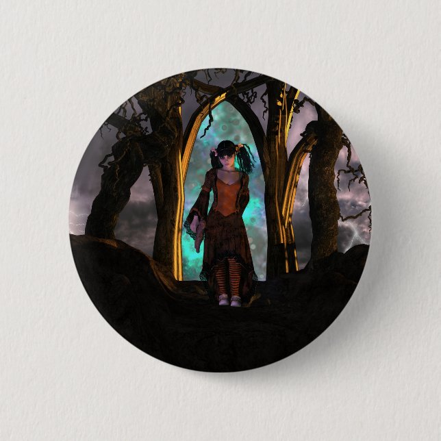 Niedliche Halloween-Girl Button (Vorderseite)