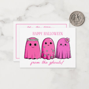 Niedliche Halloween-Girl-Geister mit Blume Mitteilungskarte