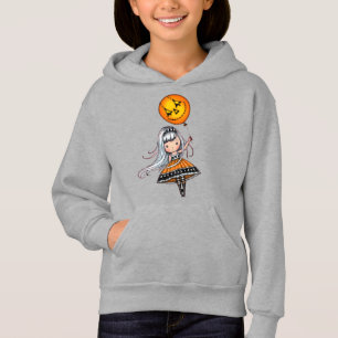 Niedliche Halloween Girl mit Balloon Art Hoodie