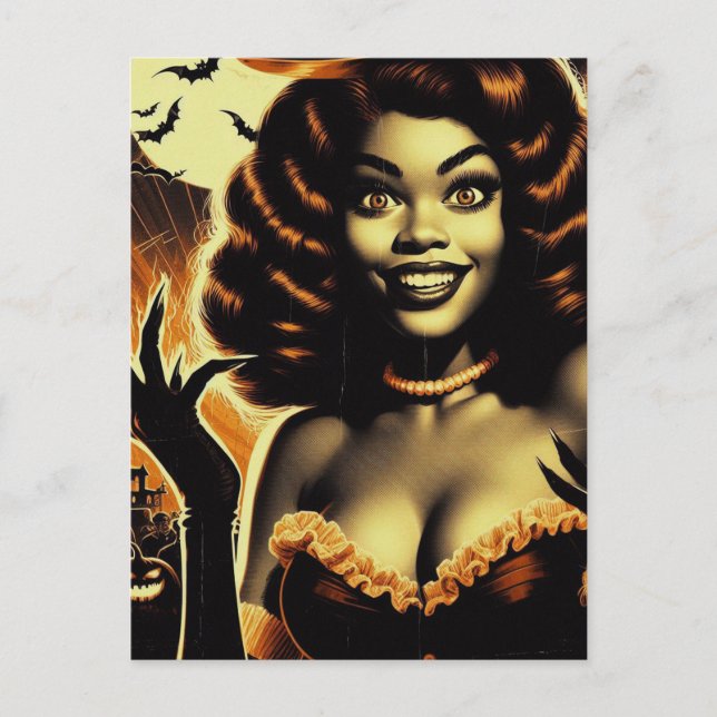 Niedliche Halloween-Girl Postkarte (Vorderseite)