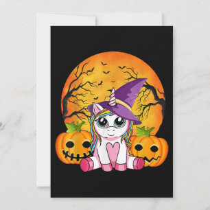 Niedliche Halloween Girls Witchy Unicorn Halloween Einladung